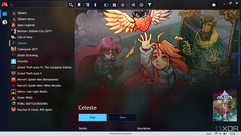 Playnite running on an ASUS-ROG Ally