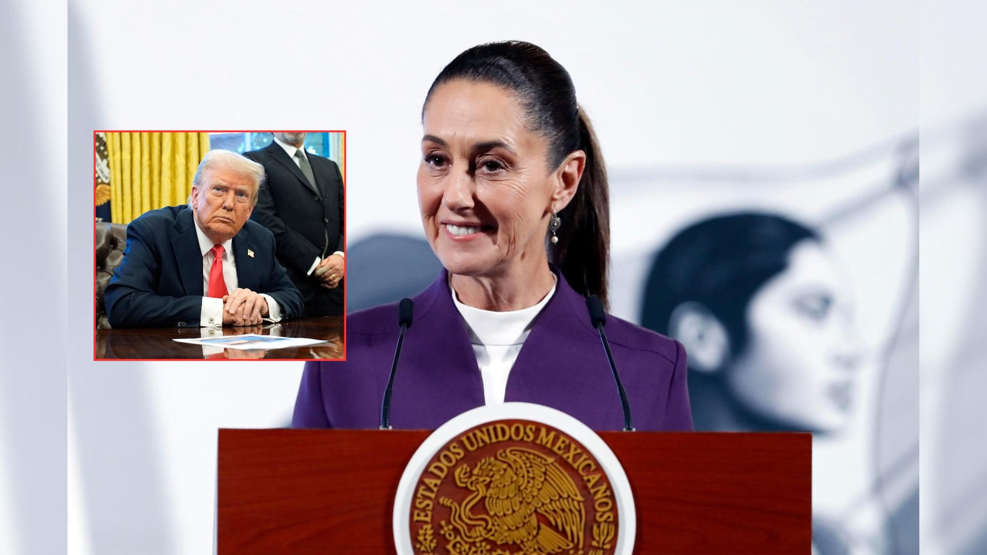 Durante su conferencia de prensa matutina, la presidenta Claudia Sheinbaum aseguró que México responderá a aranceles de Donald Trump con “medidas arancelarias y no arancelarias”, las cuales serán detalladas el próximo domingo 9 de marzo a las 12:00 horas. Foto: EFE/AP
