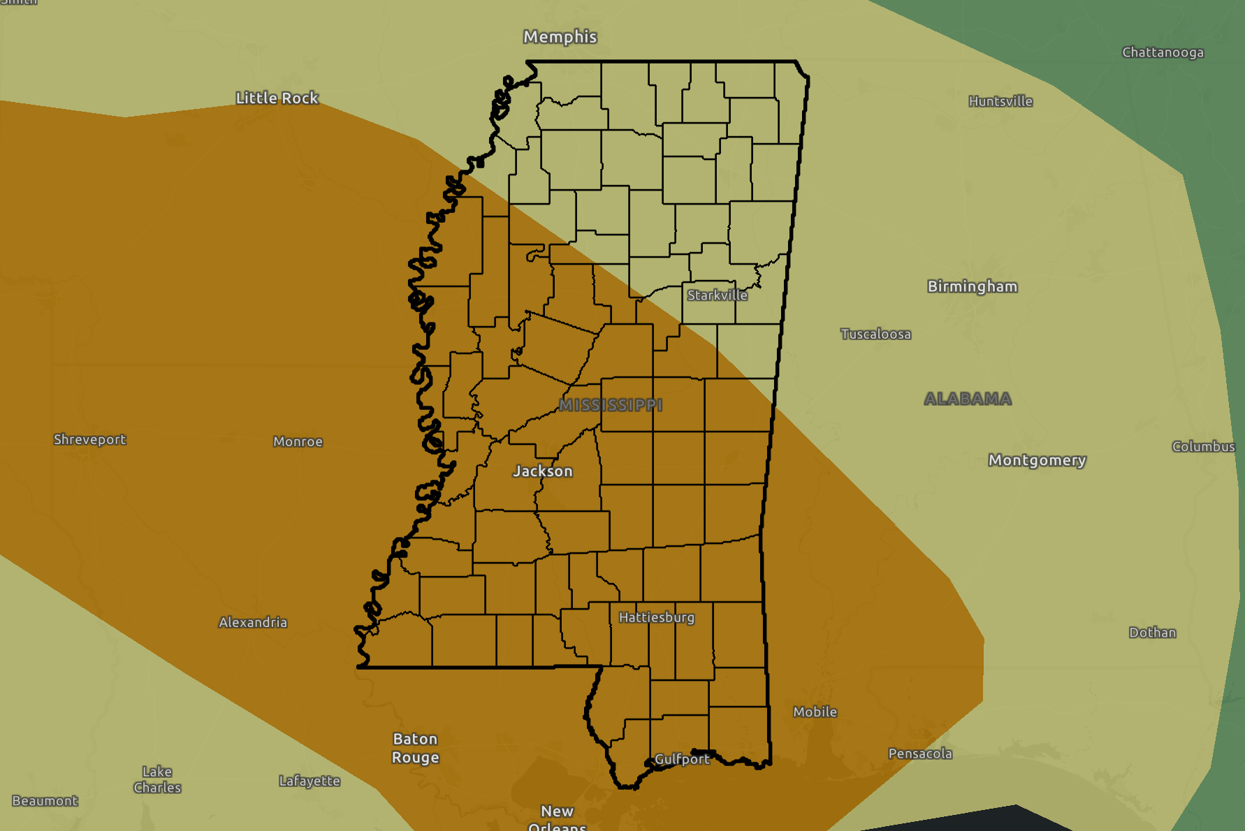 Risk of strong tornadoes expands for Mississippi Tuesday