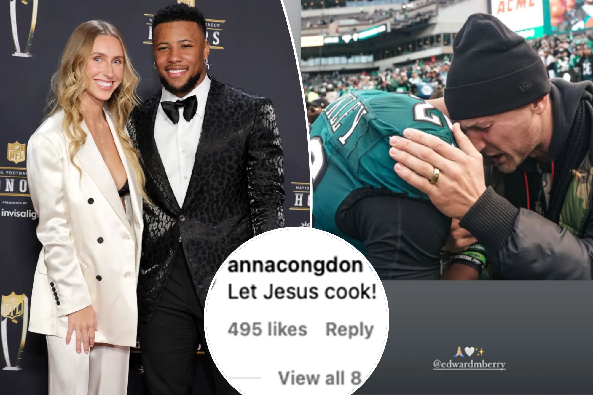 Saquon Barkley’s fiancée Anna Congdon reacts to his historic 41