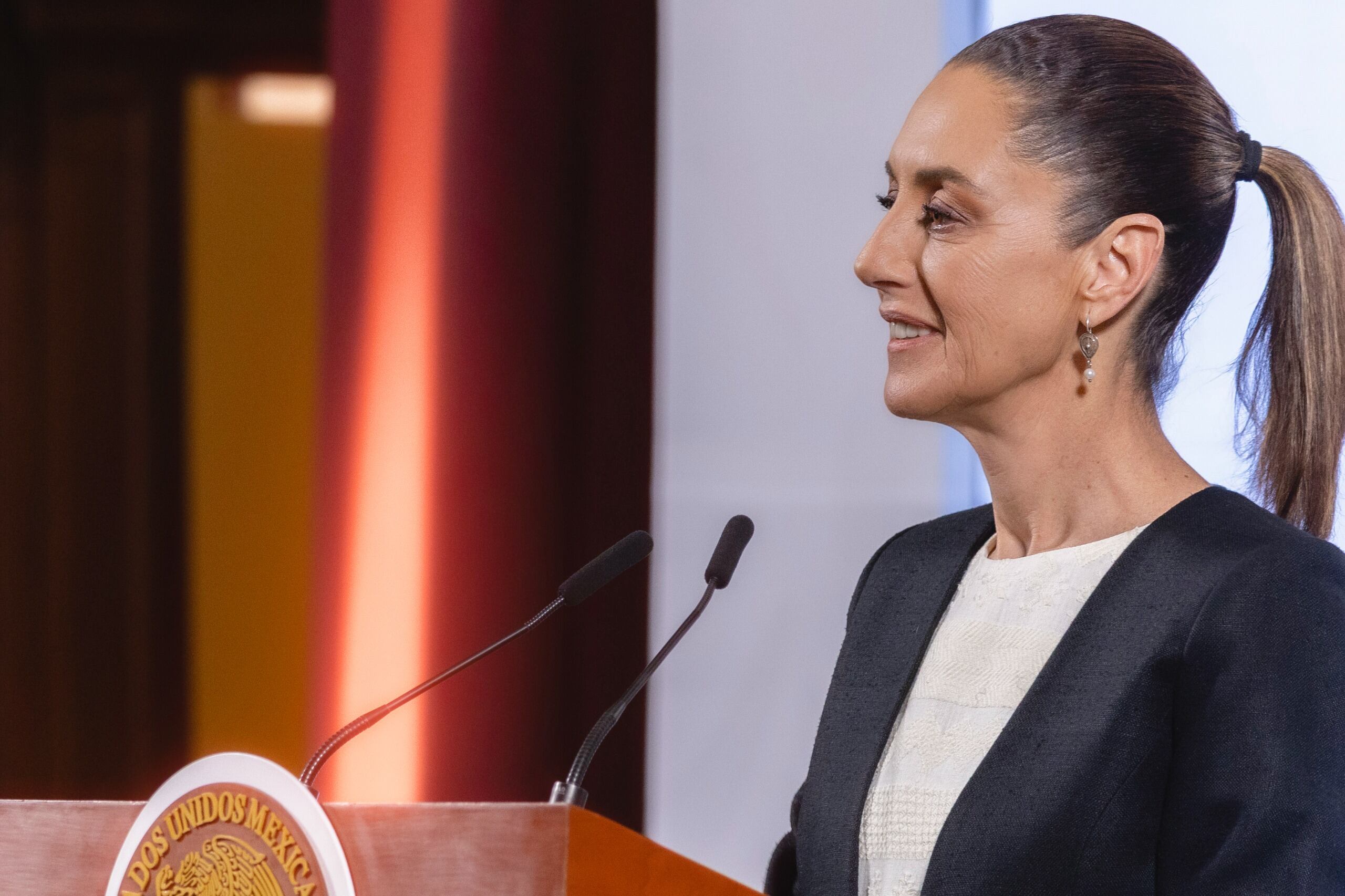 La presidenta Claudia Sheinbaum Pardo en su "Mañanera del Pueblo" del 5 de marzo del 2025. | Crédito: Presidencia