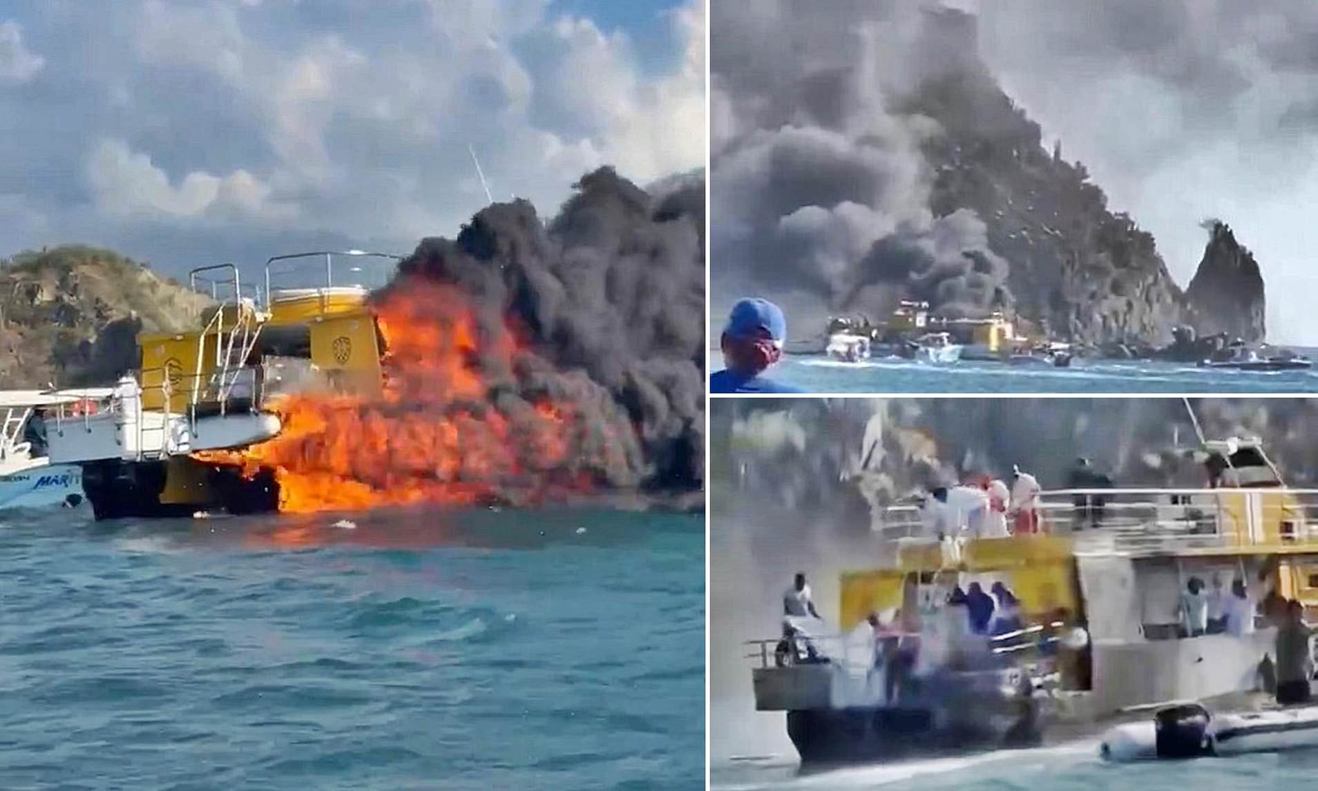 Dramatic moment tourist boat bursts into flames with 92 on board