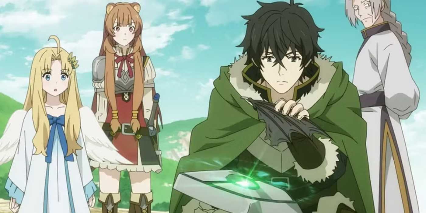 Naofumi feeds his shield new items in The Rising of the Shield Hero.
