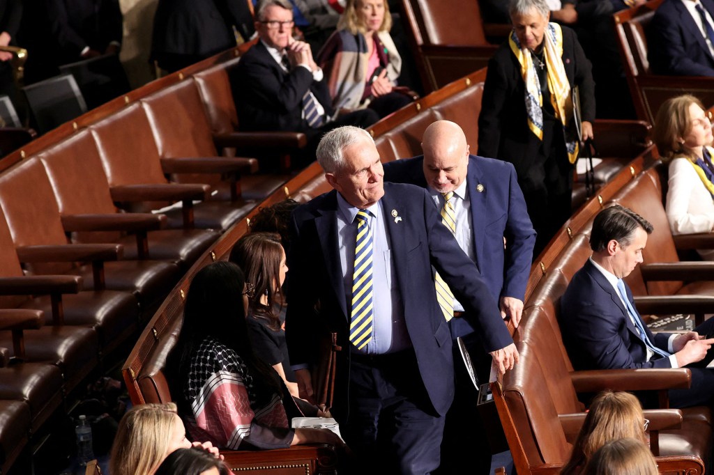 Democratic representatives supporting Ukraine walk out during U.S. President Donald Trump’s speech to a joint session of Congress, in the House Chamber of the U.S. Capitol in Washington, D.C., U.S., March 4, 2025. REUTERS