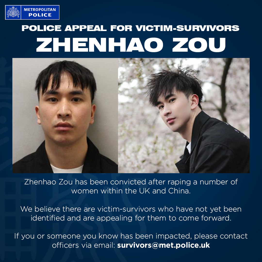 An appeal for more victims of Zhenhao Zou to come forward (Metropolitan Police/PA) (PA Media)