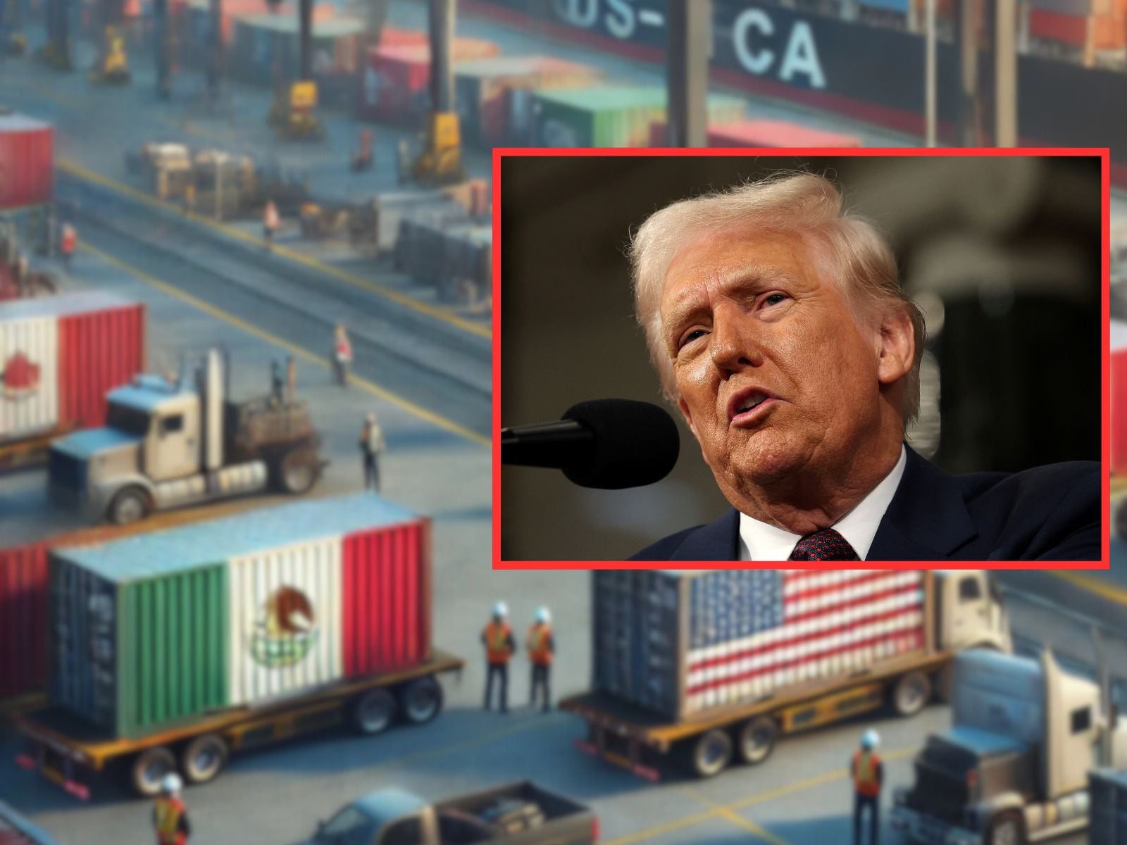 Estados Unidos excluiría de aranceles a productos que cumplan con el T-MEC por un mes. | Crédito: REUTERS/ChatGPT