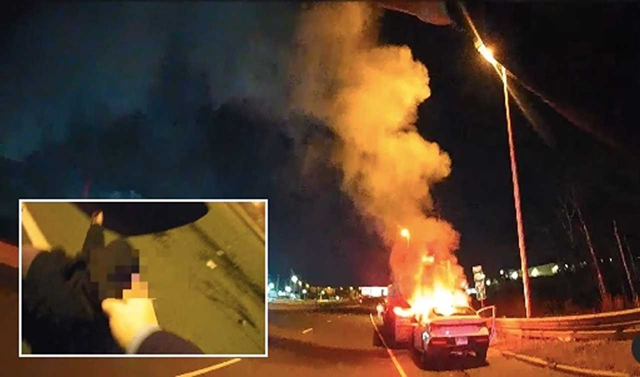 Video Shows Officer Pulling Unconscious Driver From Burning Vehicle On
