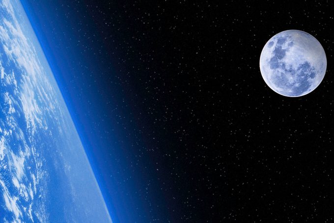 Space Scene Planet Earth And Moon In Outer Space Copy Space