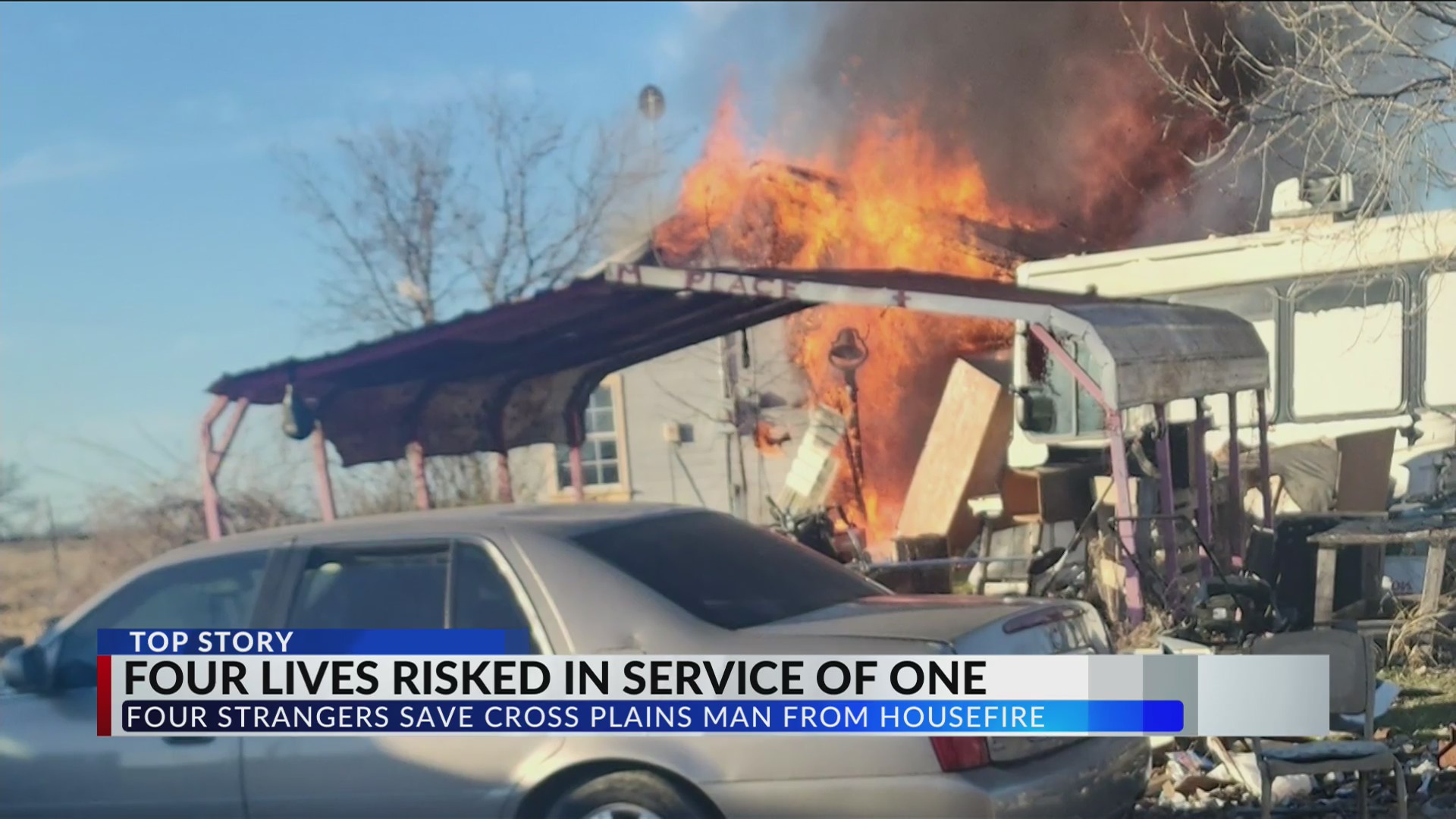 'Good Samaritans' save cross plains man from house fire
