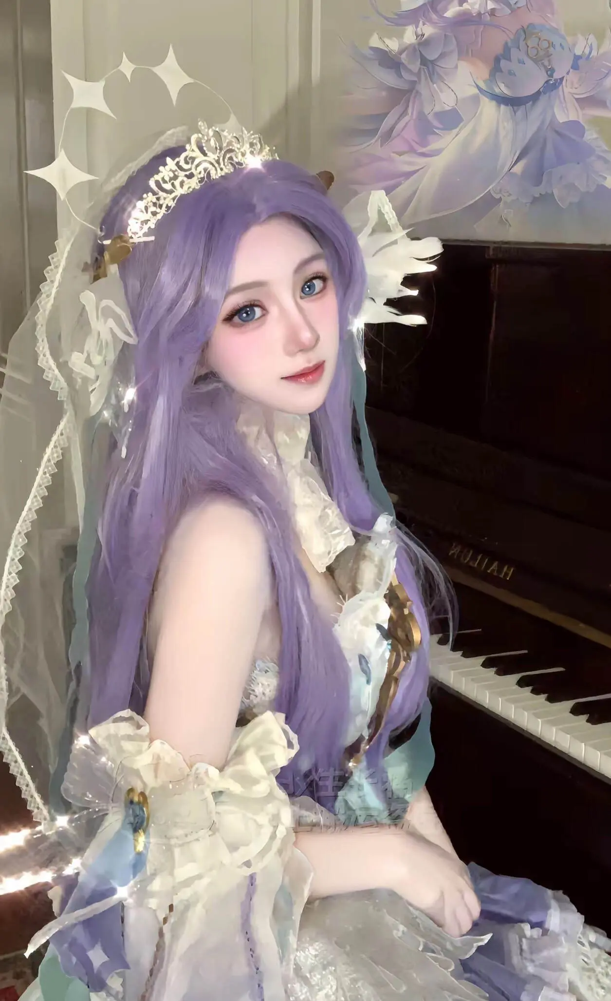 全网最美的王昭君cos，身穿粉色衣裙，头戴假发，造型超美