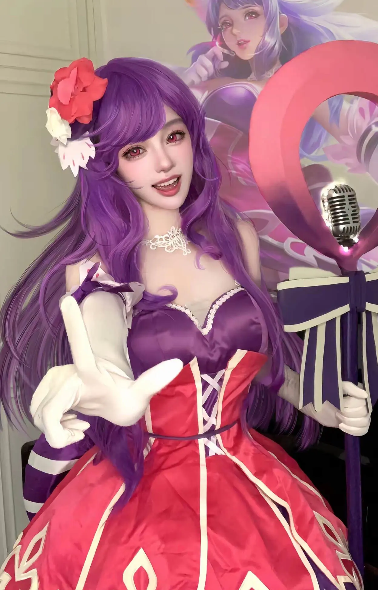 全网最美的王昭君cos，身穿粉色衣裙，头戴假发，造型超美