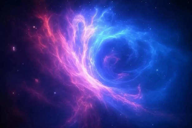 A depiction of the Universe, generated by AI.