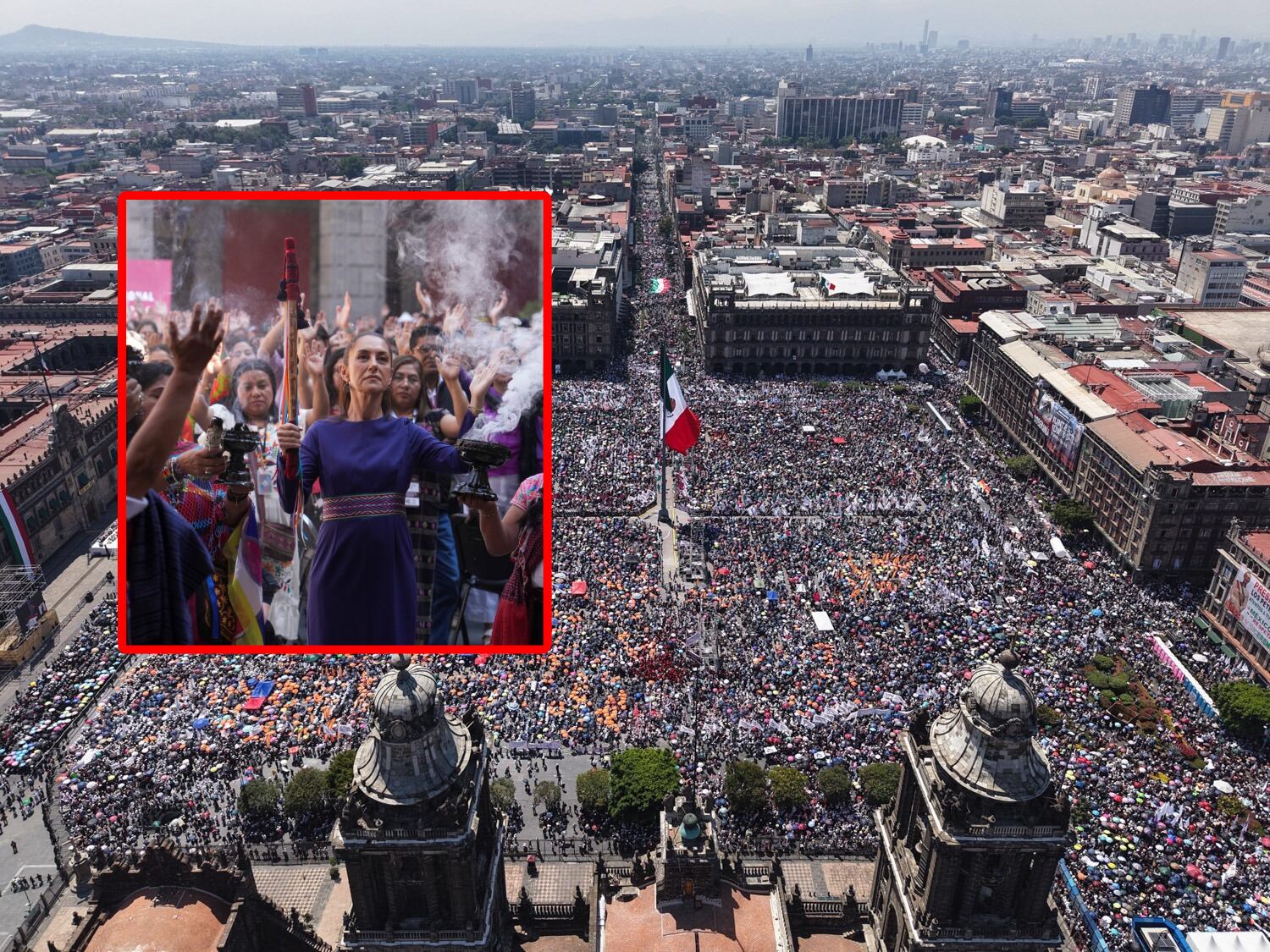 Durante un evento en el Zócalo, figuras de Morena y aliados no vieron a Claudia Sheinbaum al tomarse una foto, lo que generó polémica en redes.