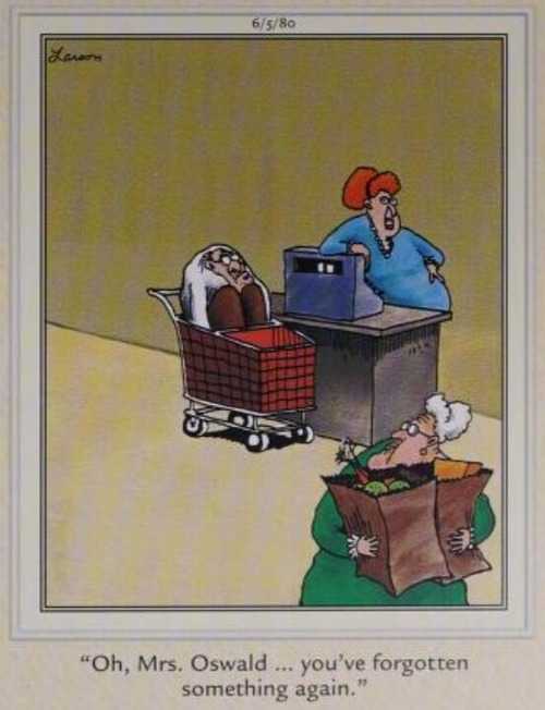 A woman leaves a man in a shopping cart