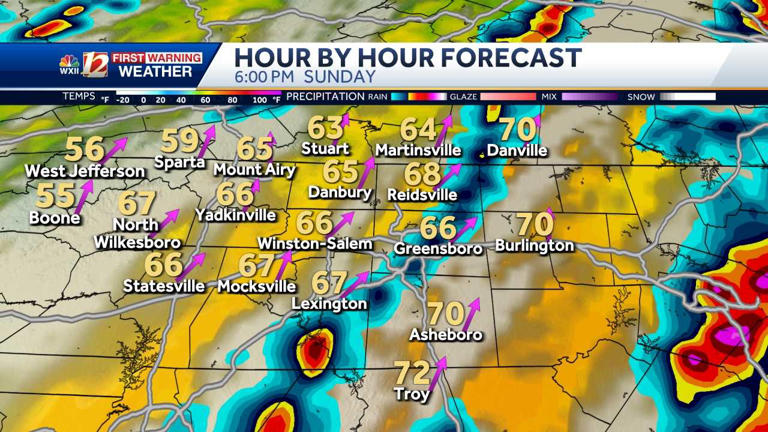 Weather in North Carolina, what to expect hour by hour on Sunday