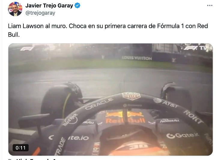 Liam Lawson chicó en su debut con Red Bull Twitter Javier Traje Garay