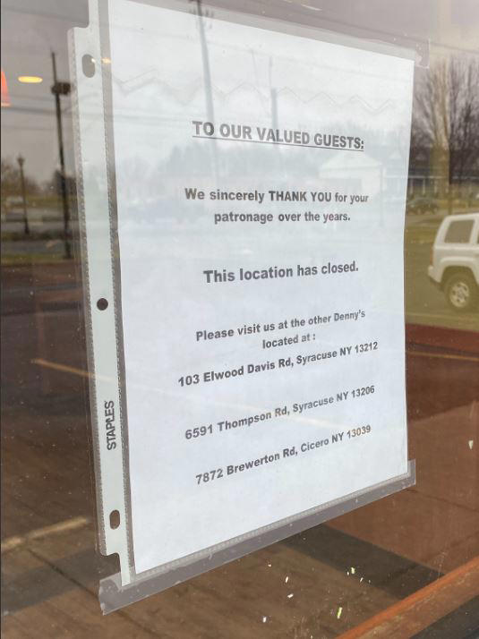 Your Stories Q&A: Denny’s in Camillus closes abruptly after 25 years