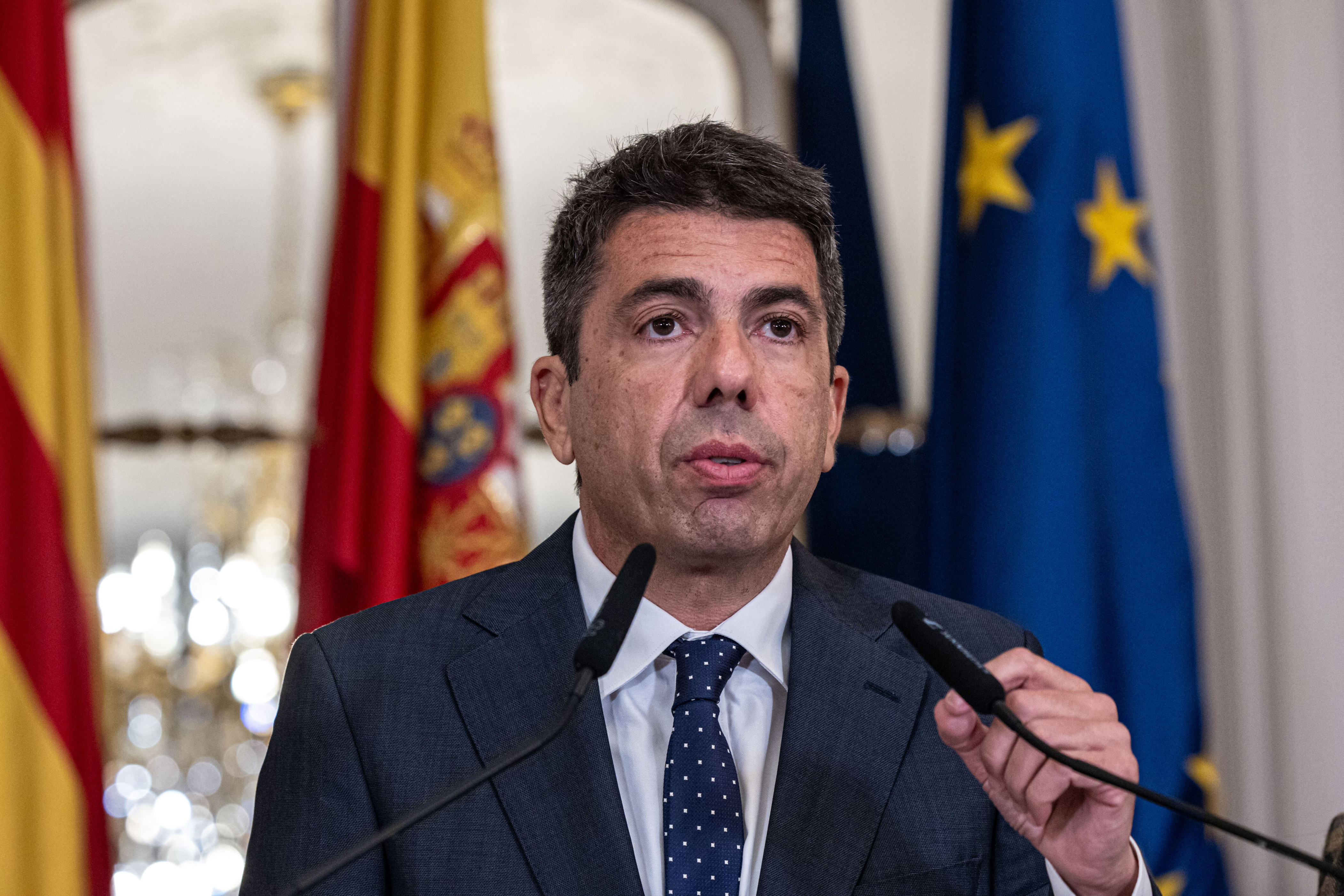 Mazón, durante su comparecencia este lunes en Valencia.