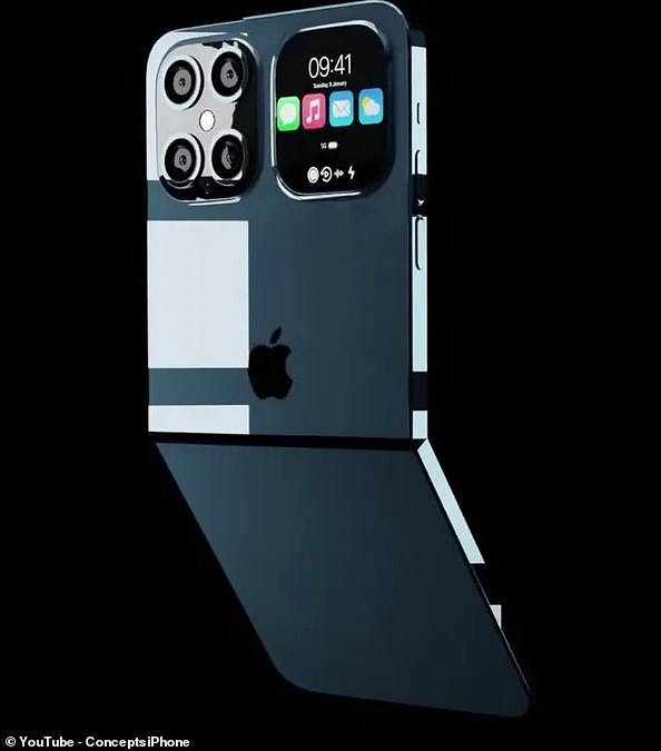 Analyst reports suggest that the folding iPhone is 'on track' for early prototyping next month and should be ready to enter mass production by the middle of next year. Pictured: Conceptual render by ConceptsiPhone