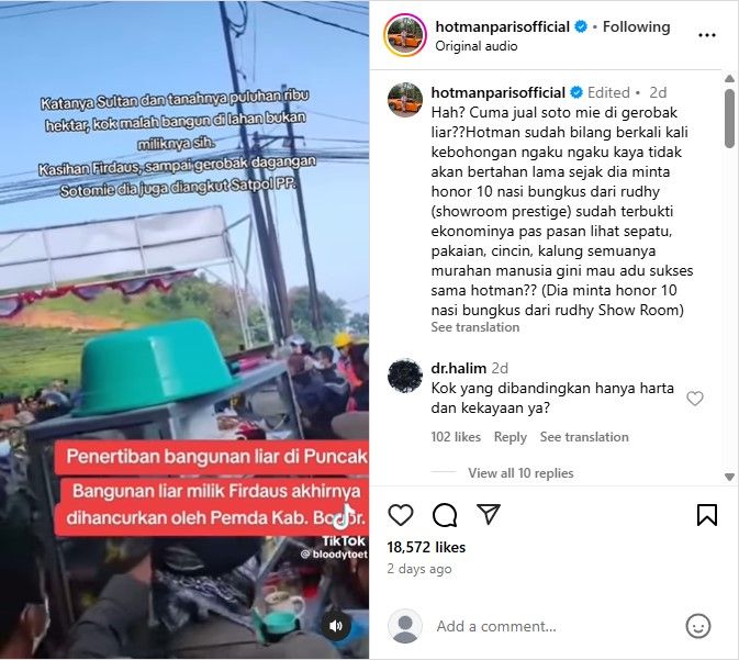 Firdaus Oiwobo Diduga Mendirikan Bangunan Ilegal di Puncak, Hotman Paris Sikat Kekayaannya