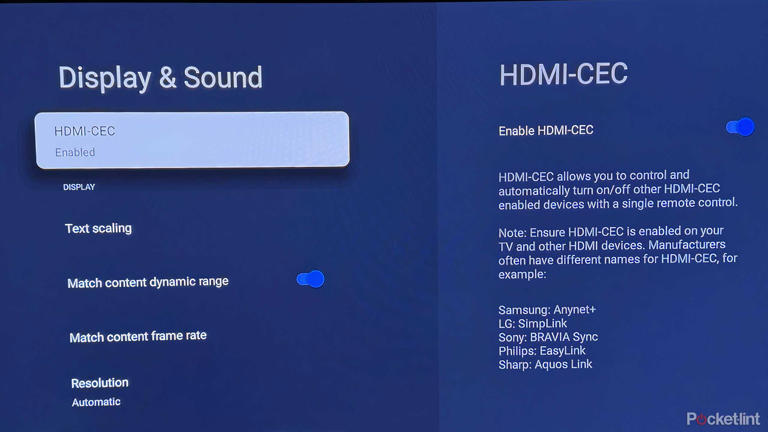 Display and sound settings including HDMI-CEC on Google TV Streamer