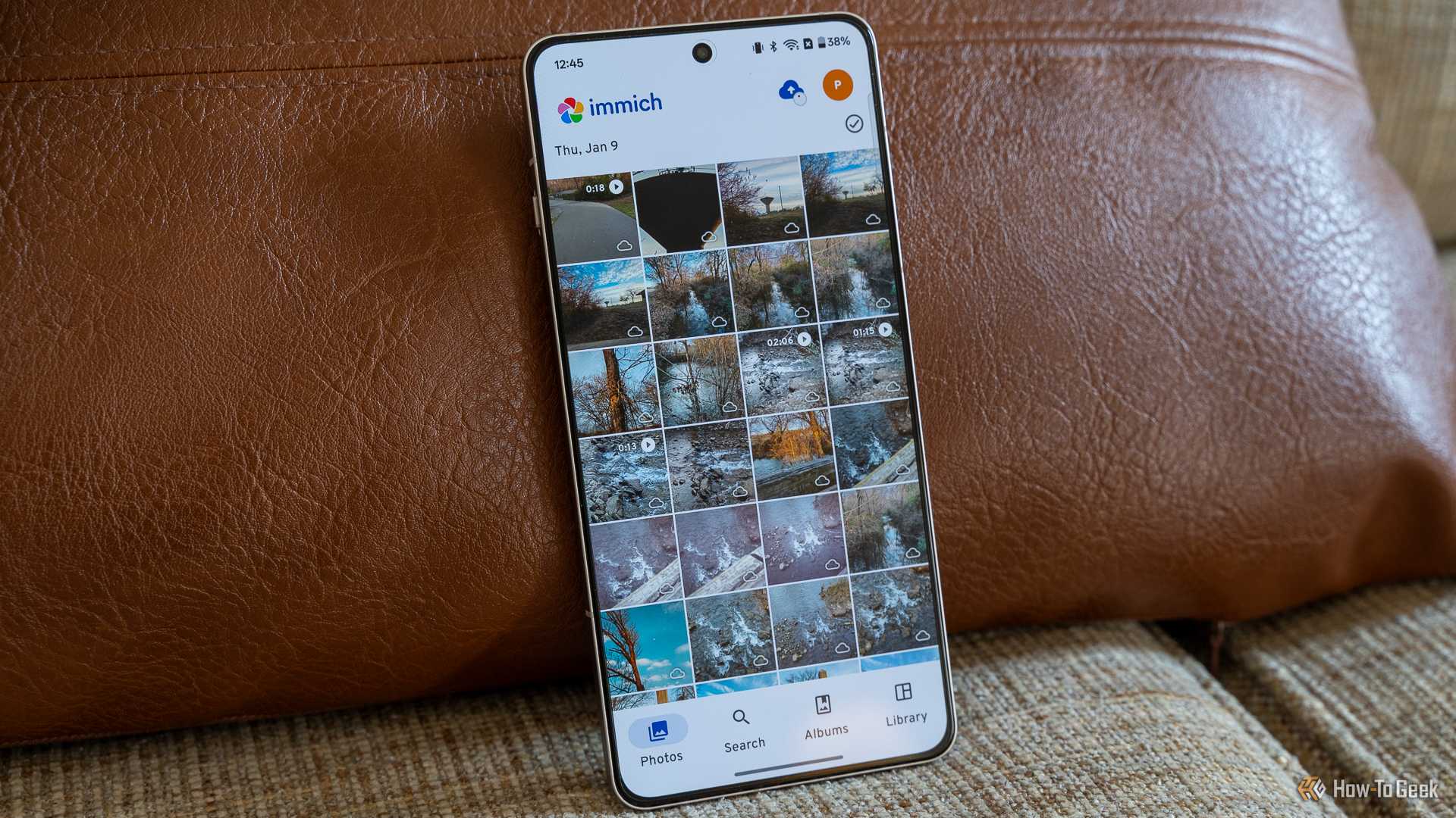 The Immich photo backup application main page showing a gallery of pictures.