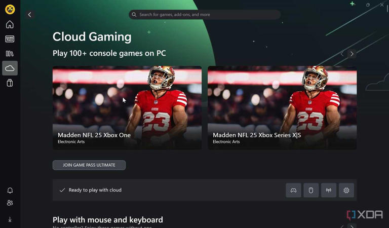 Xbox app on Windows 11 showing cloud-supported games