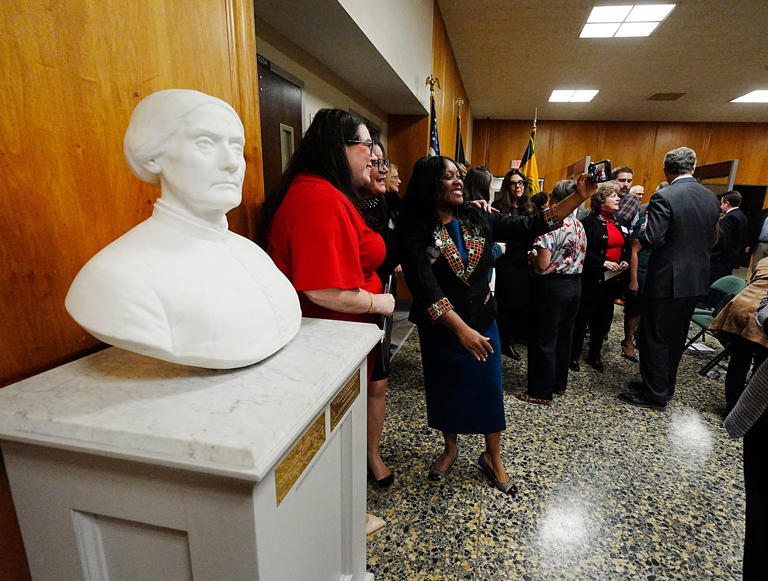 Hall of Justice unveils Susan B Anthony sculpture and courtroom Hall of Justice unveils Susan B Anthony sculpture and courtroom