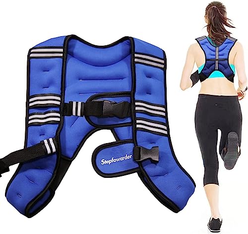 Stepfowarder Weighted Vest, 3kg/5kg Weight Vest With Reflective Stripe for Training Workout, Running, Fitness, Jogging, Cardio, Walking (5kg - Blue)