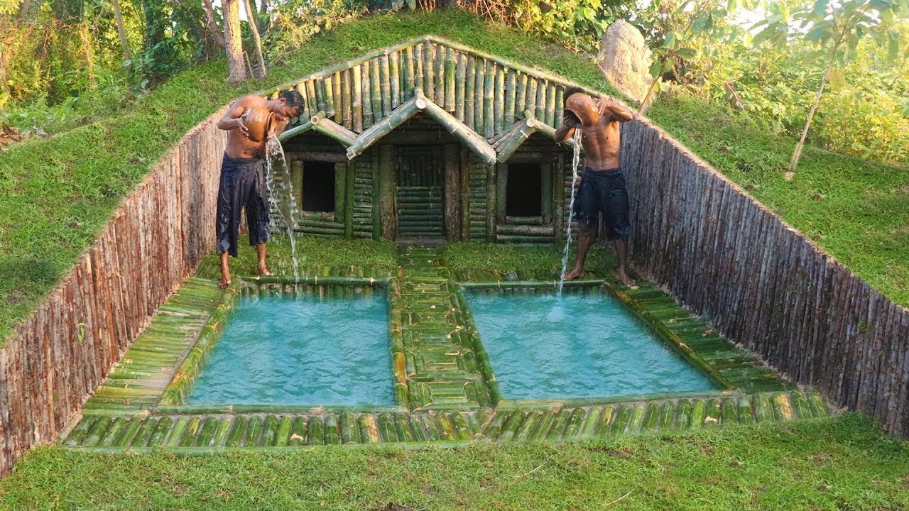 Building a House Under Tree Roots with Two Swimming Pools