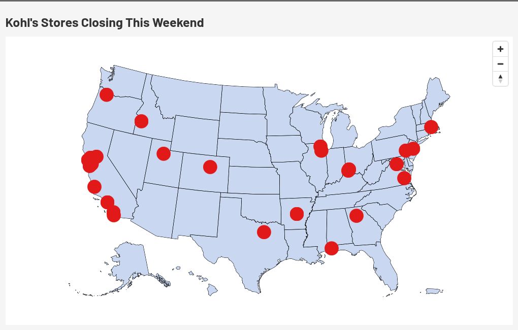 Map of the 27 Kohl's Stores Closing Across 15 States This Weekend