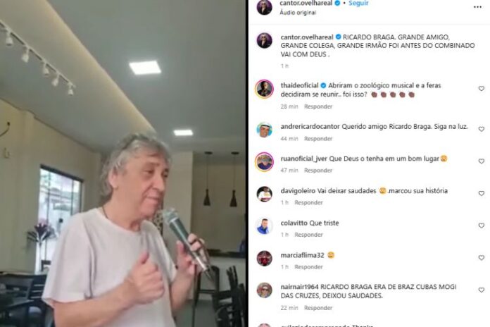 A postagem do cantor Ovelha sobre Ricardo Braga (Reprodução: Instagram)