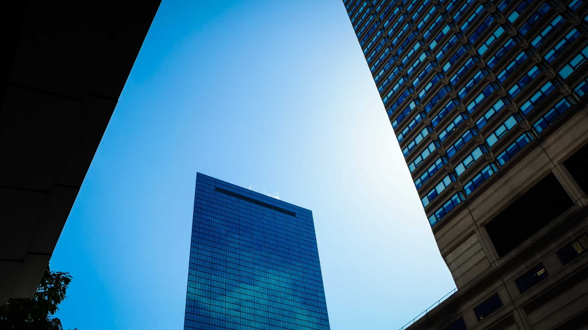 Photo of skyscrapers taken to create abstract shapes.
