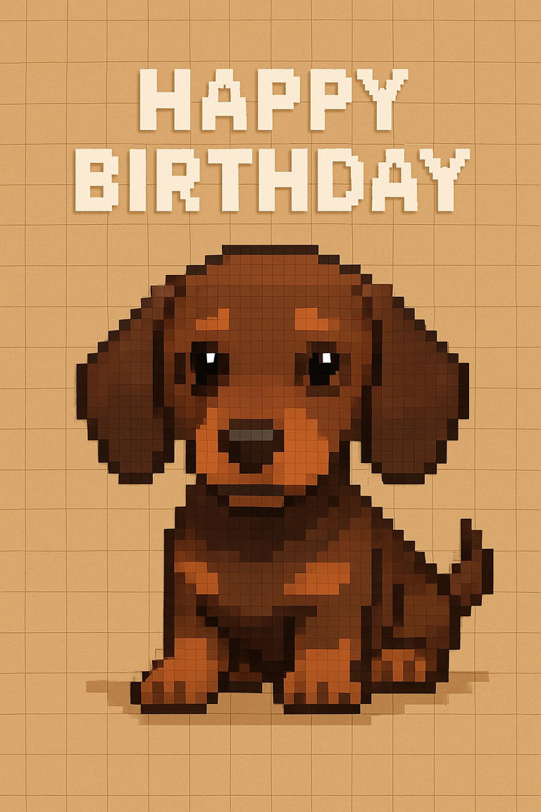 Prompt: Create an image a of dachshund puppy with text 'Happy Birthday' on top centre. (Image: OpenAI)