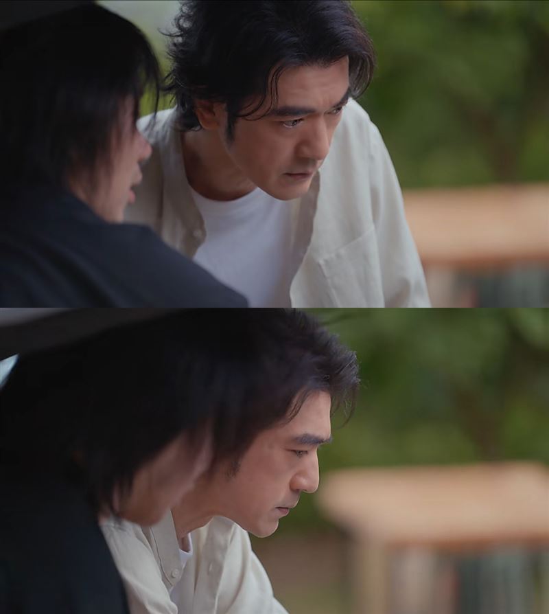 金城武中國無印良品花絮影片釋出，實拍畫面赫見白髮皺紋。（組合圖／翻攝自微博）