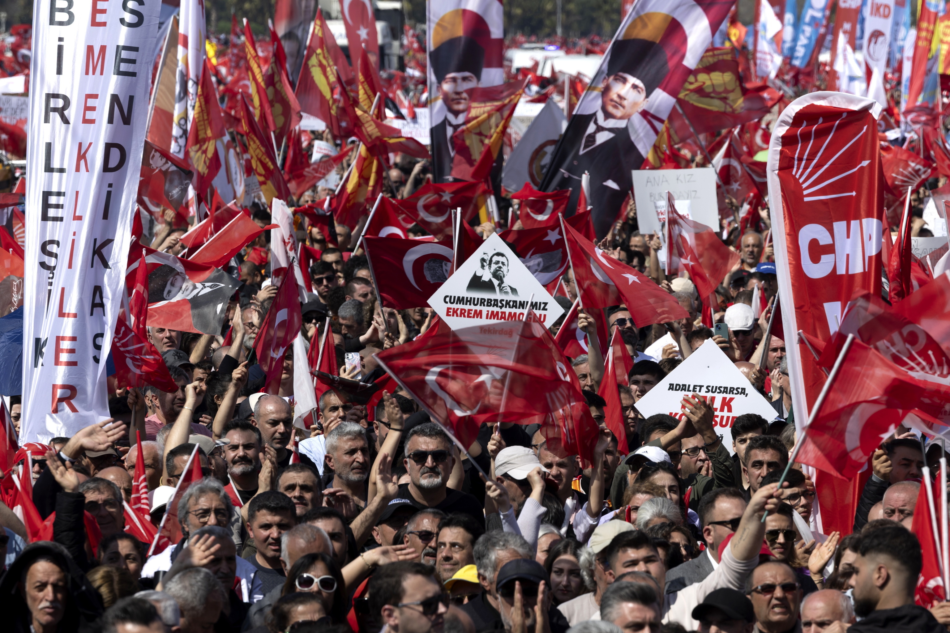 Main opposition party CHP protests against the detention of Istanbul mayor