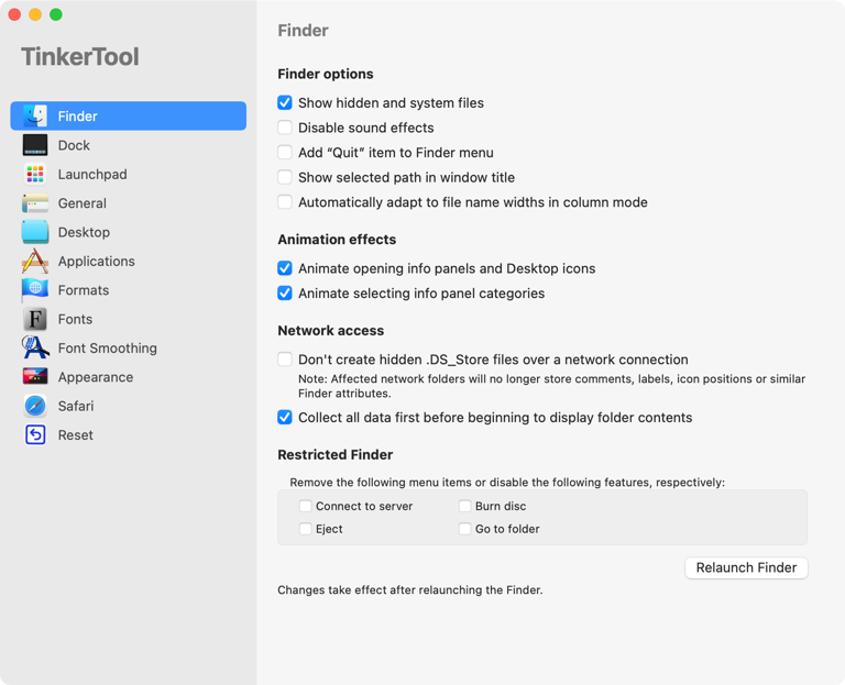 TinkerTool for macOS.