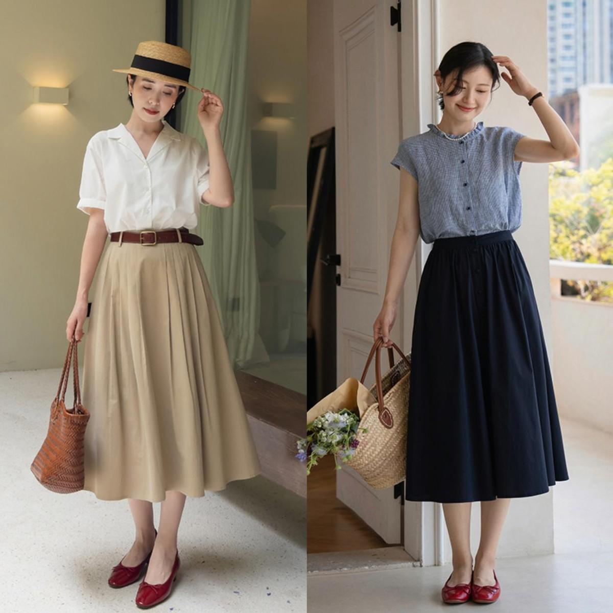 “半裙+小红鞋”的穿法今年太火了，什么身材穿都时髦！