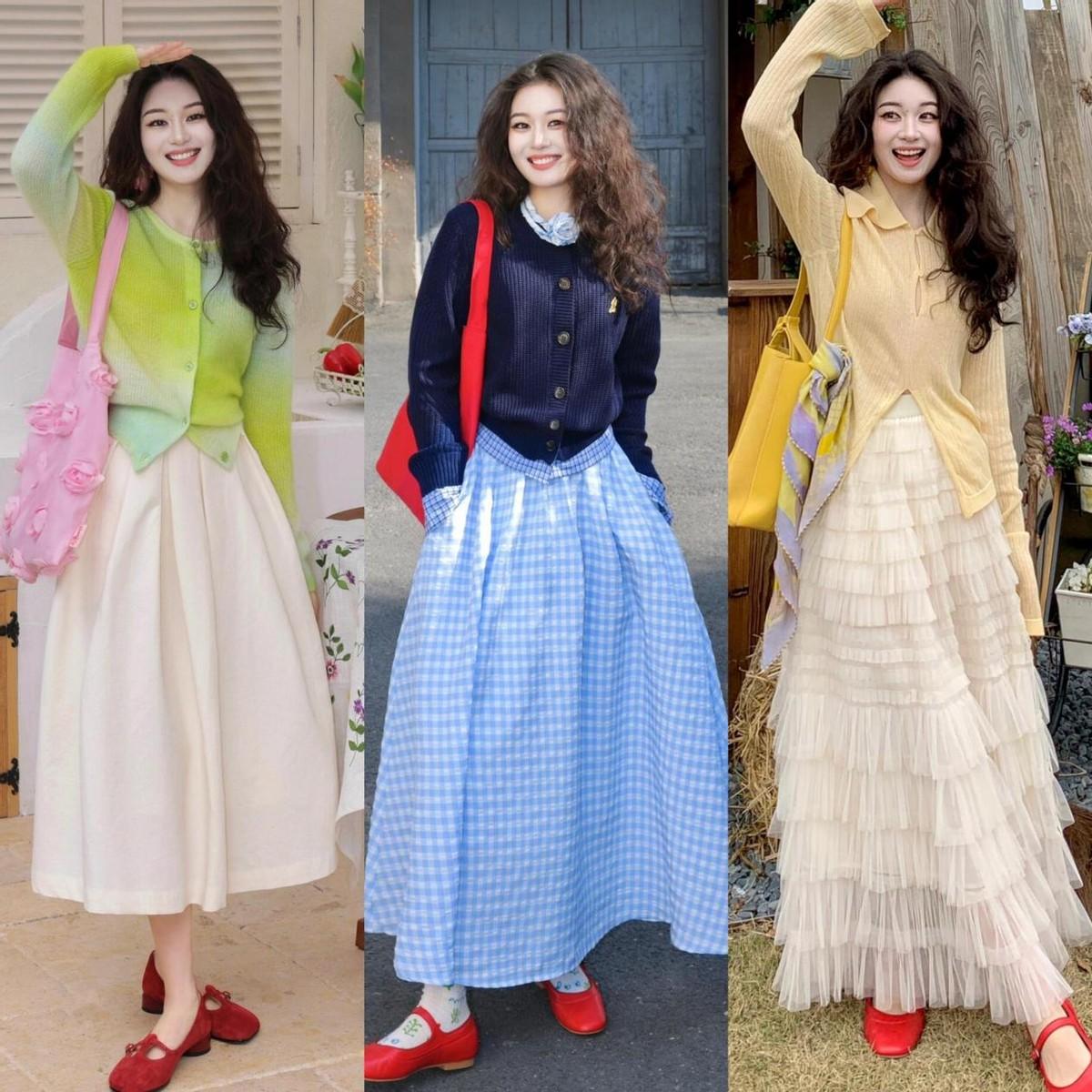 “半裙+小红鞋”的穿法今年太火了，什么身材穿都时髦！