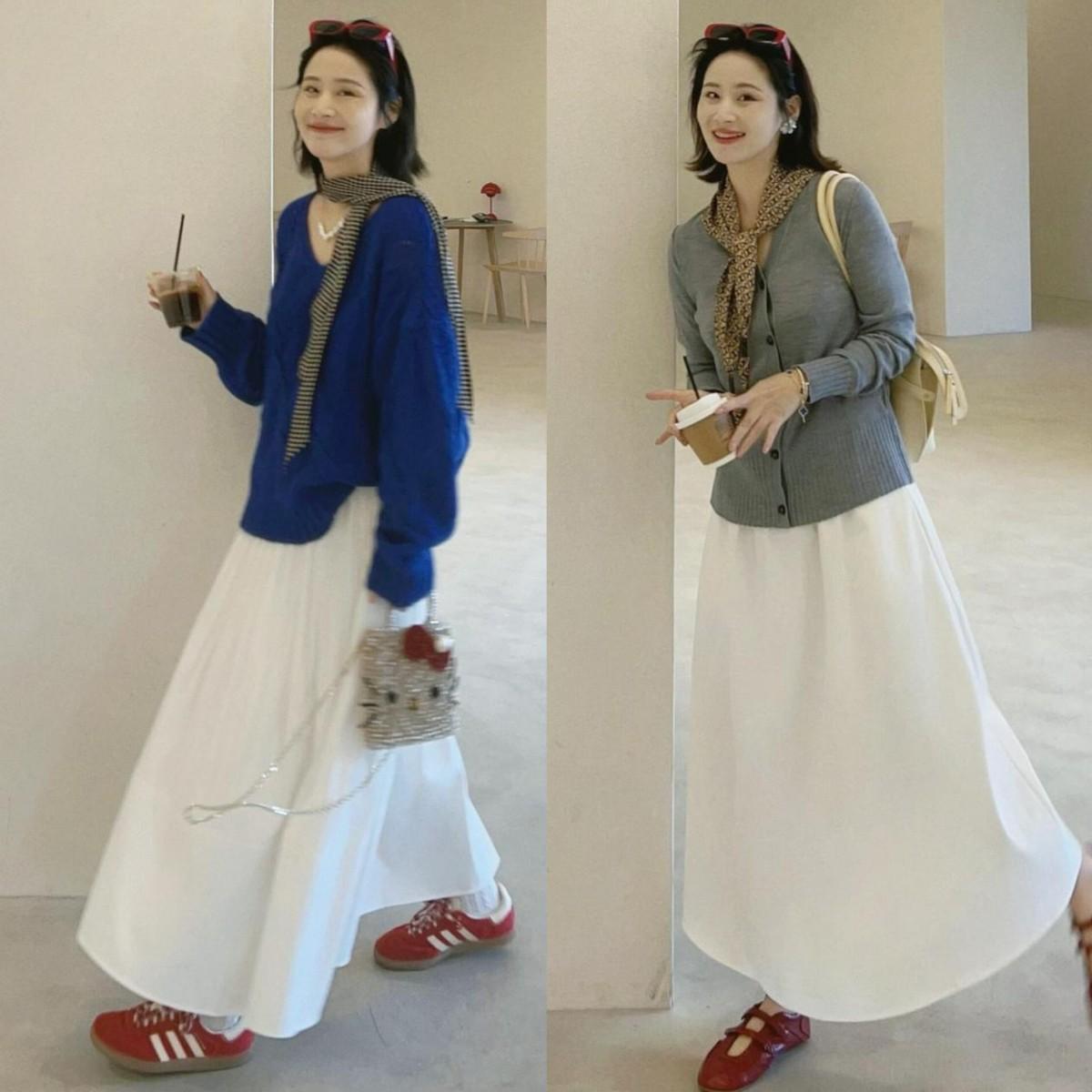 “半裙+小红鞋”的穿法今年太火了，什么身材穿都时髦！