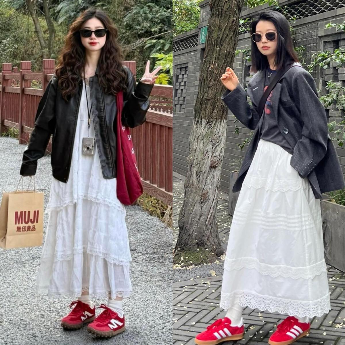 “半裙+小红鞋”的穿法今年太火了，什么身材穿都时髦！