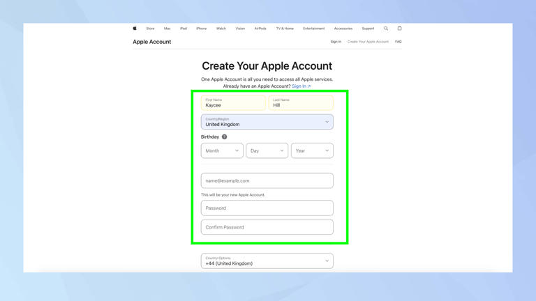 Apple Account Enter your information
