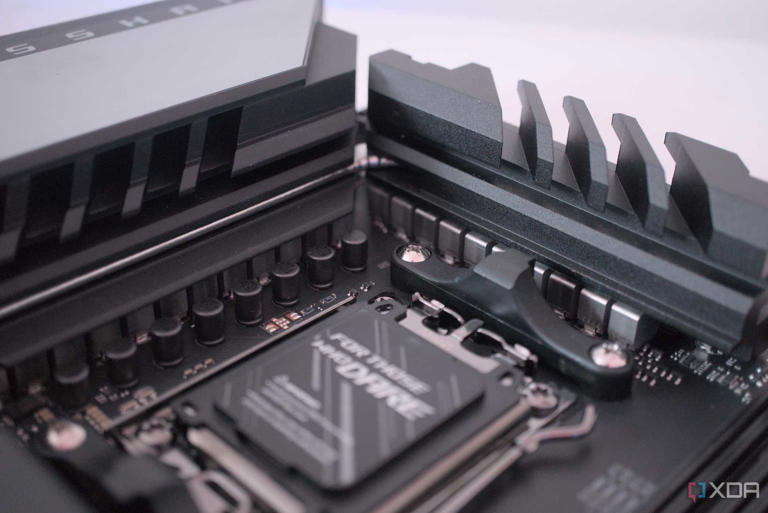 An image of an ASUS ROG Crosshair X670E Hero motherboard, focusing on its VRM