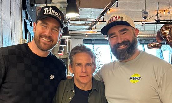 Fans rip Ben Stiller for picture with Travis and Jason Kelce ahead of