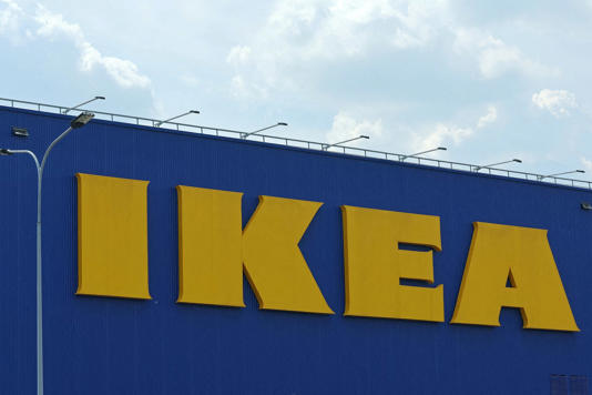 FILE PHOTO: A view shows the logo of IKEA on a closed store in Kotelniki