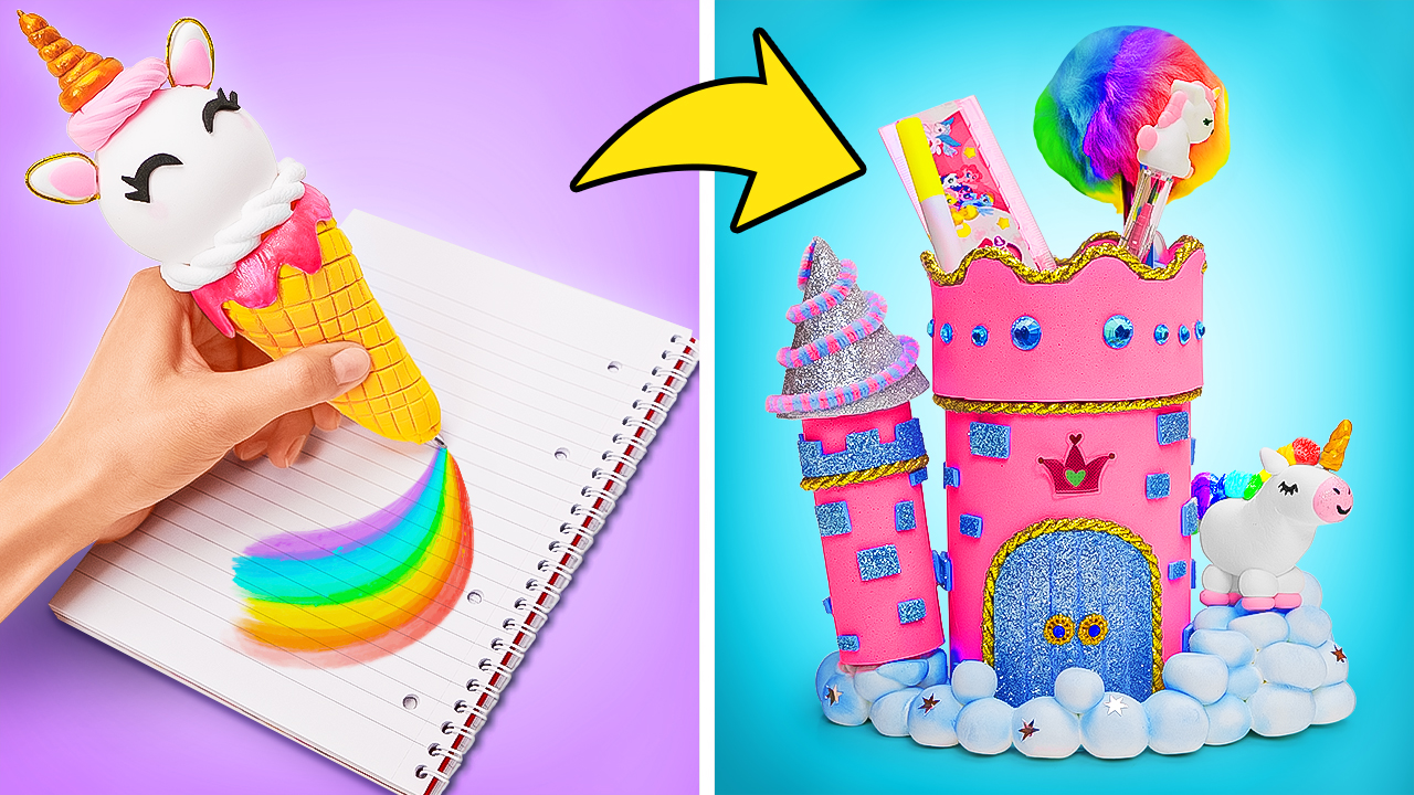 Unicorn Magic for School Supplies 🦄 DIY Pen, Organizer, Gift Box ...