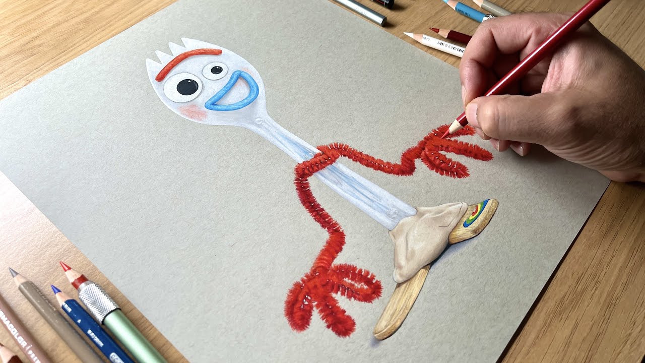 Forky Drawing From Toy Story 4 ¦ Amazing Realistic Art Time Lapse