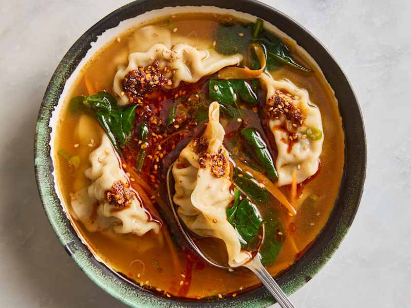 dumpling soup in bowl