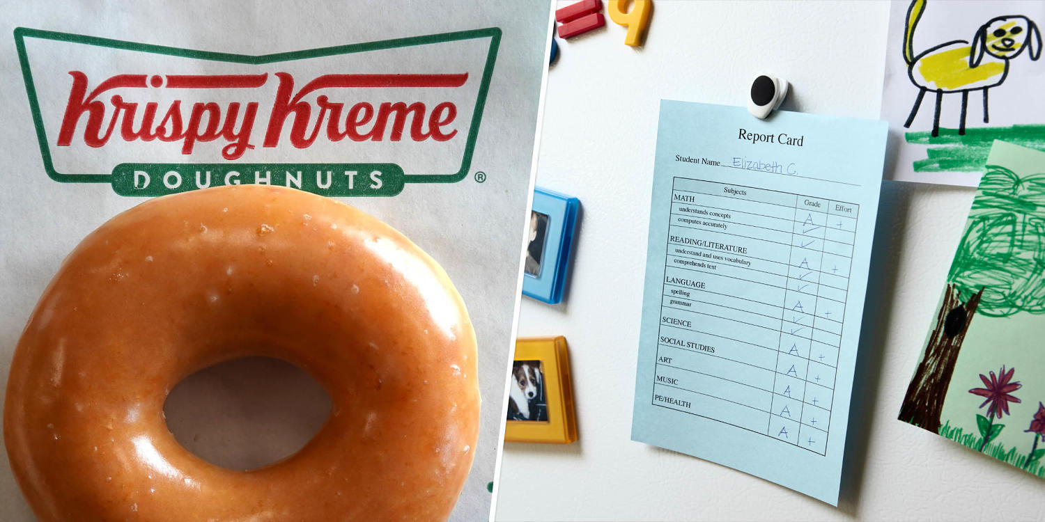 Does Krispy Kreme offer free doughnuts for good grades? The viral deal