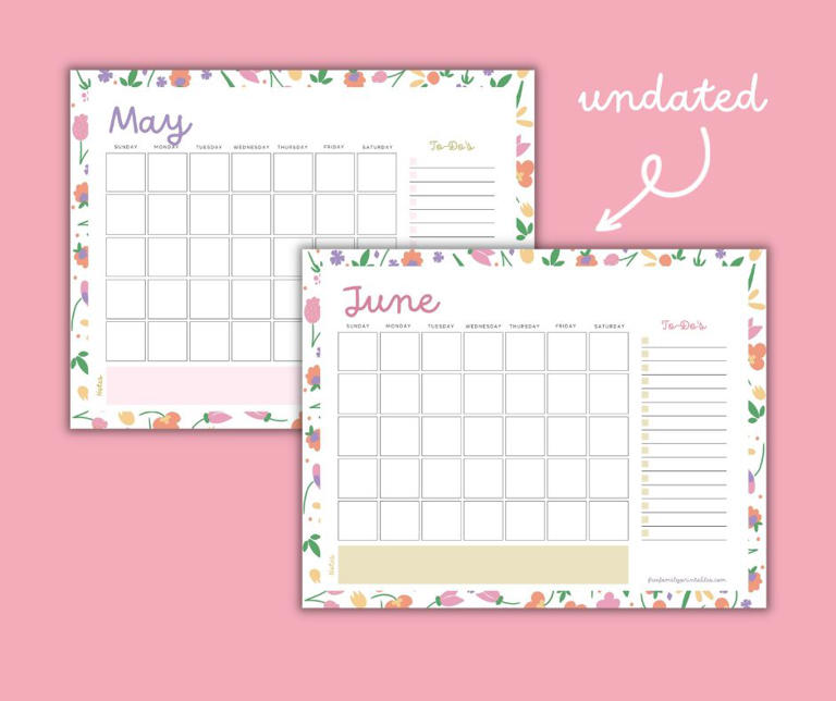 Free May and June Printable Calendar